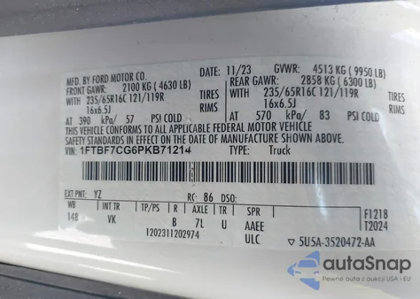 2023 Ford Transit-350 from USA, damaged, VIN 1FTBF7CG6PKB71214